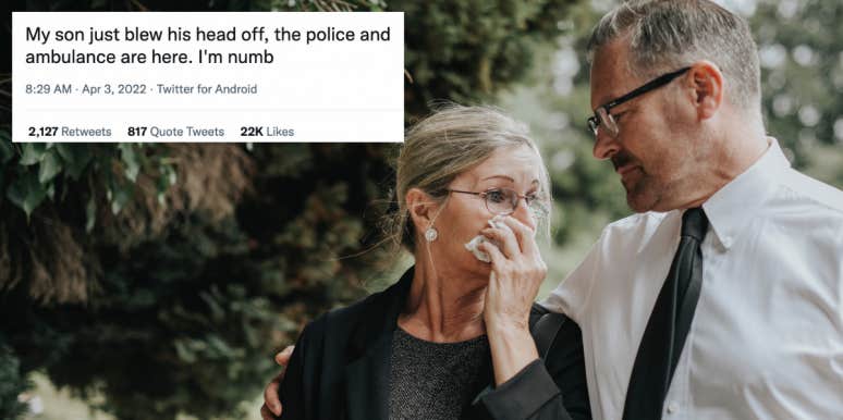 Mom Posts About Her Son's Suicide On Twitter Stirring Debate Couple grieving, tweet