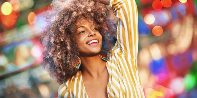 Woman dancing care free 