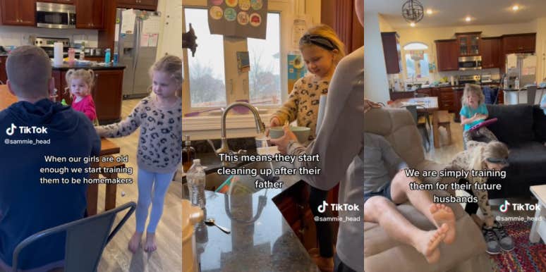 Mother Claims That She's Training Her Young Daughters To Be 'Homemakers' So They Know What To Expect When They're Married Training daughters to be homemakers TikTok
