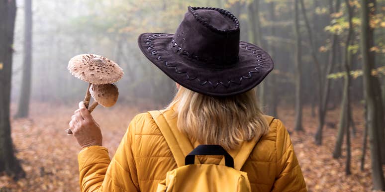 Woman holding mushrooms