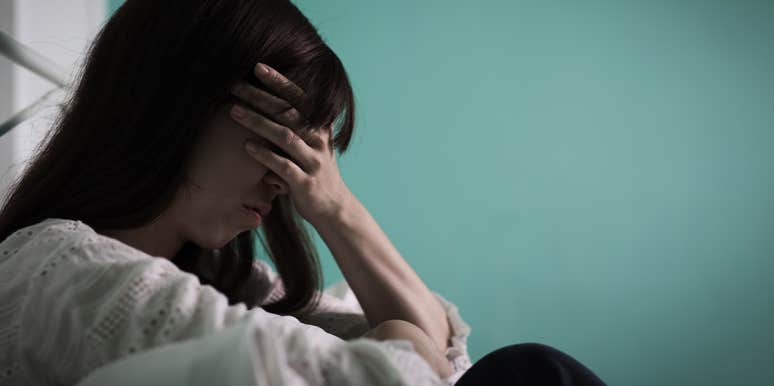 My Mother Taught Me To Cheat shameful woman covering face
