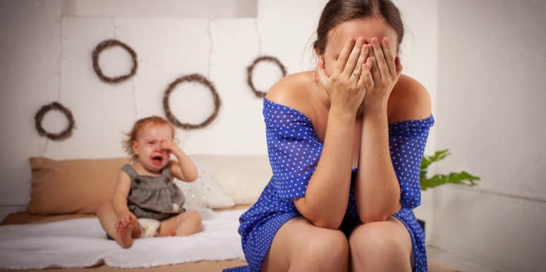 mom overwhelmed after snapping at her baby
