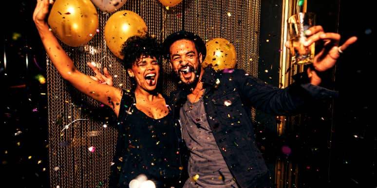 couple celebrating New Year's Eve