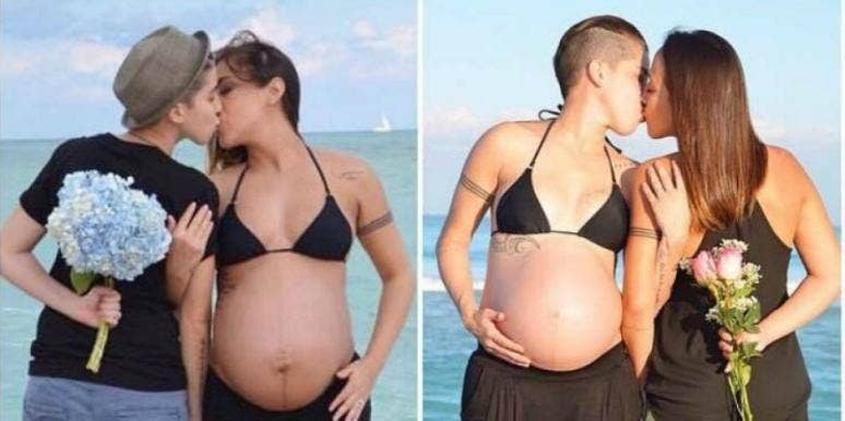 photos of pregnant lesbians side by side