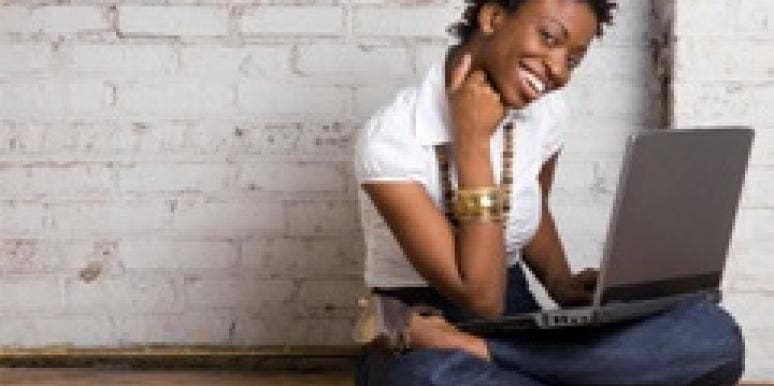 6 Tips For A Perfect Online Dating Photo online dating happy woman computer profile picture