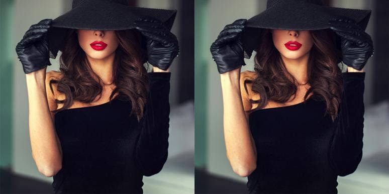 woman in big black hat