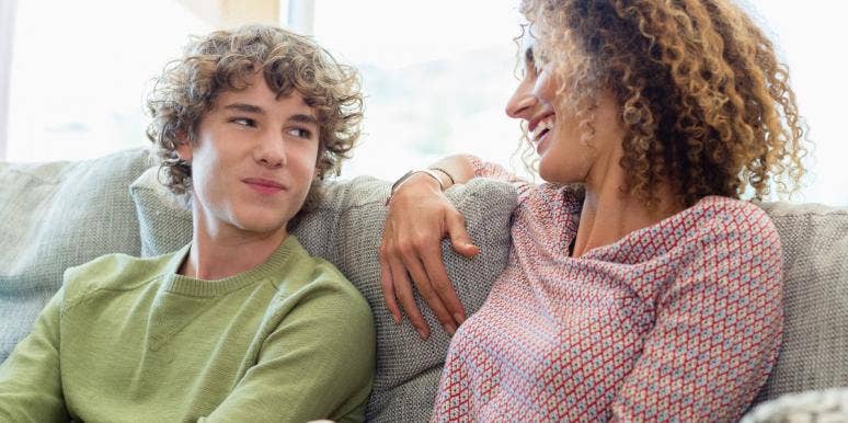 positive masculinity woman with teenage son