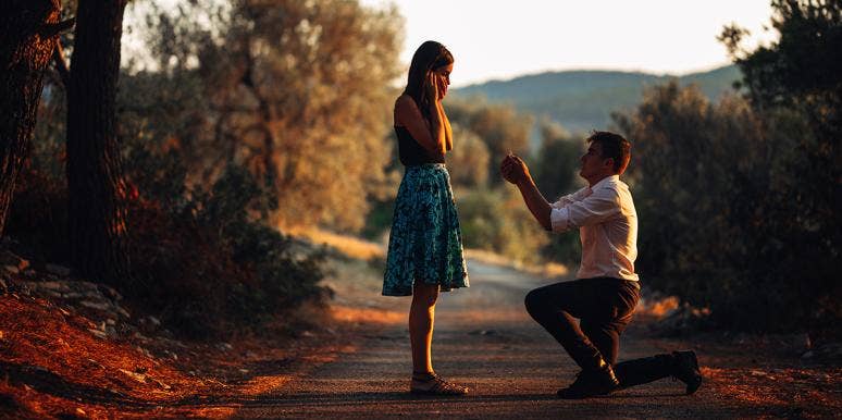 I Almost Married The Wrong Man Just Because He Loved Me So Much woman being proposed to in woods