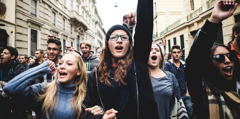 people at a protest people at a protest
