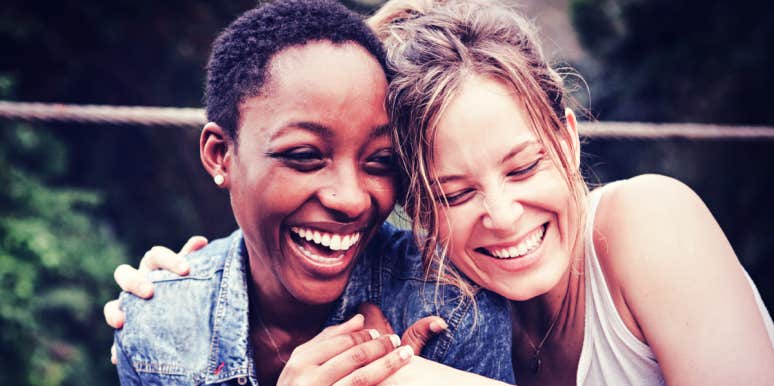 how to stop sabotaging happiness and get back to joy two women joyfully hugging