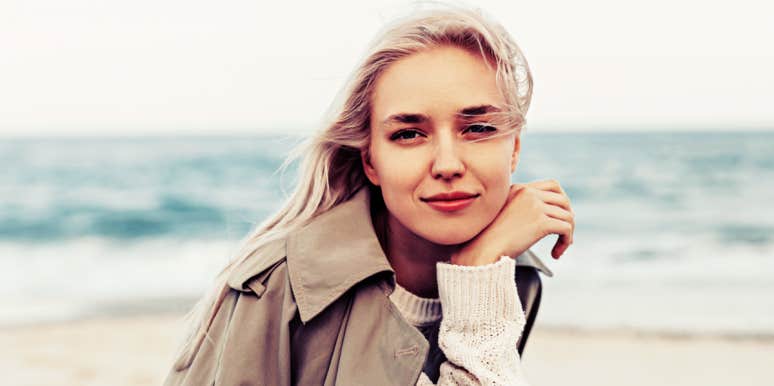 self esteem is overrated lovely young blonde woman posing on a beach