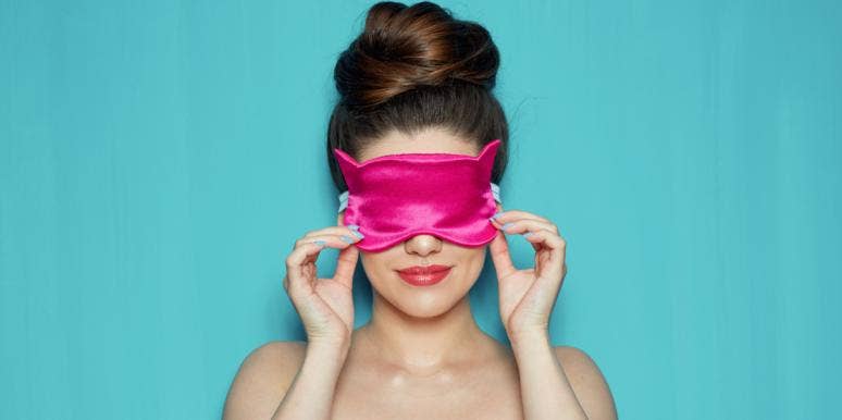 woman with blindfold on