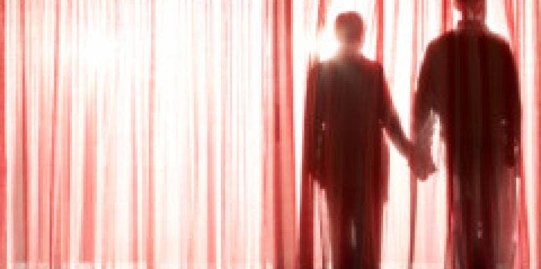 Community: Is It Cheating If You're On A Break? shadow of couple holding hands behind sheer red curtain