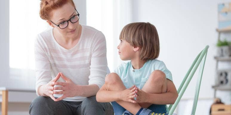 mother helping child express feelings