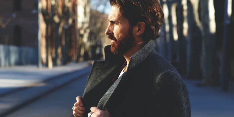man in wool coat in profile