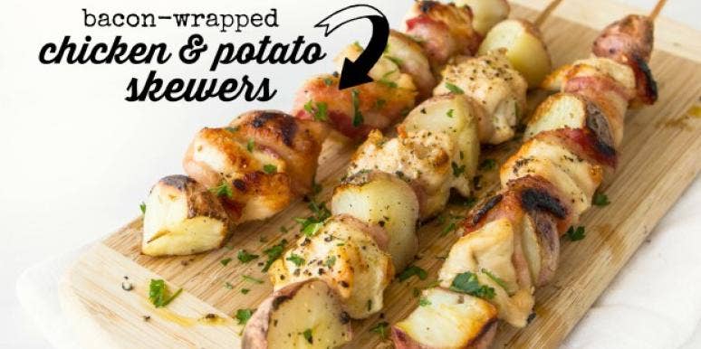 Bacon-Wrapped Chicken And Potato Skewers Bacon-Wrapped Chicken And Potato Skewers