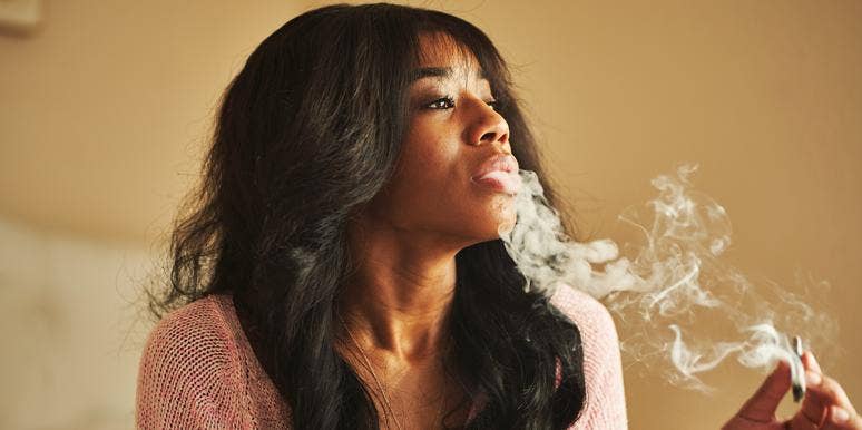 Smoking Pot Makes Me A Better Mom woman smoking pot
