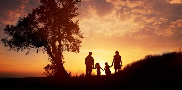 family in sunset