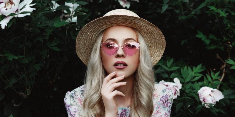 woman with rose colored glasses