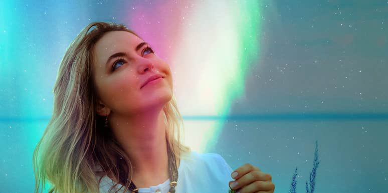 10 Spiritual Signs Your Life Is About To Change woman with rainbow on face