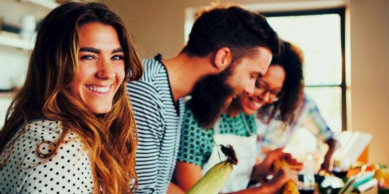 Happy woman and friends having fun without limiting beliefs Happy woman and friends having fun without limiting beliefs