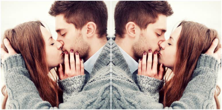 Should you stop looking for your soulmate doubled image of a couple in love, kissing