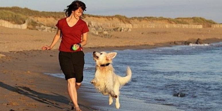 You're The One That I Want: Woman & Dog Nail 'Grease' Routine woman running with a dog