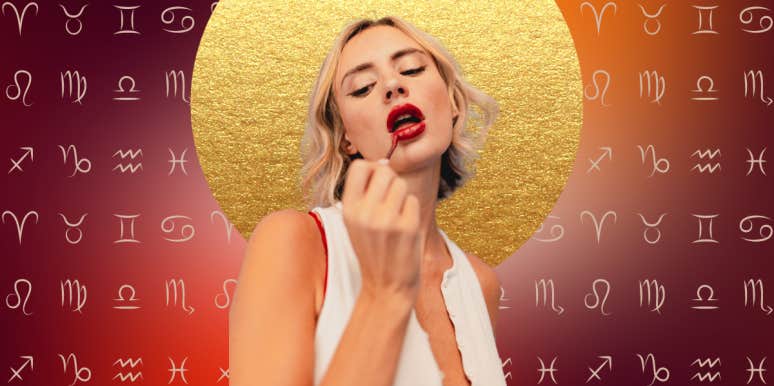What It Means When Your Sun And Rising Signs Are The Same woman putting on liptstick