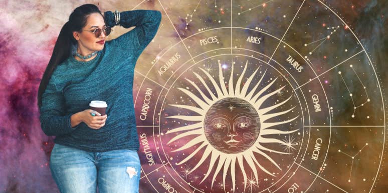 woman and sun sign zodiac wheel
