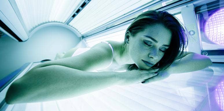 woman in tanning bed