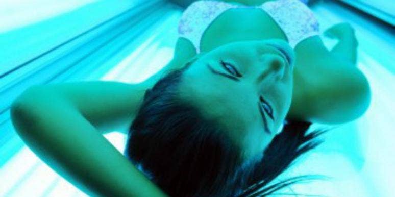 woman in a tanning bed