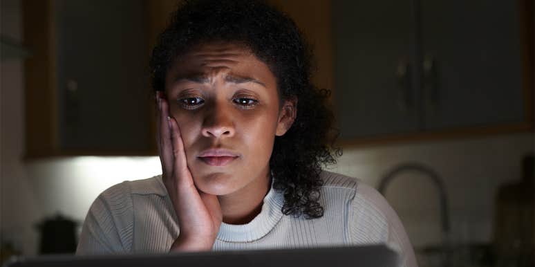 I Terminated An Online Friendship When I Discovered An Ugly Truth woman shocked looking at computer