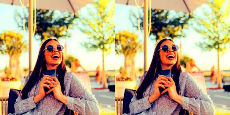 When, How And What To Text After A First Date woman holding her phone excited to text after a first date