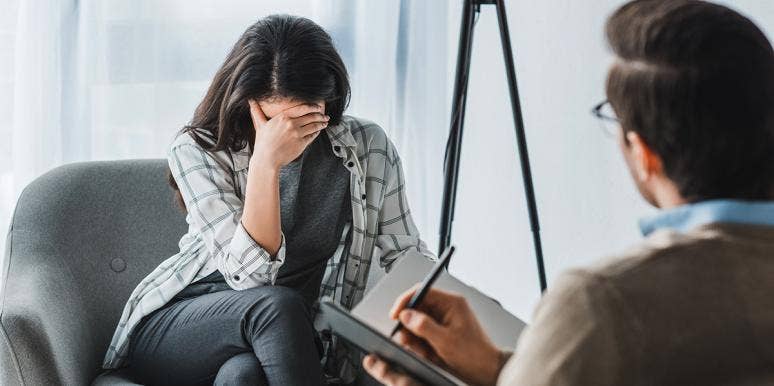 What Happened When My Therapist Tried To Become My Matchmaker embarrassed woman with therapist