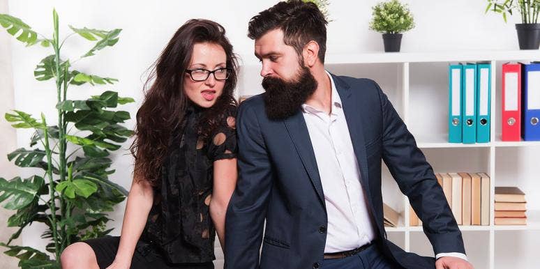 Cuddling Therapist Faces Sexual Misconduct Charges After Her Nipple Ended Up In Client's Mouth woman looking seductively at man with beard