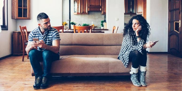 If You’ve Been In An Unhappy Marriage For Years, Consider This Sage Advice upset couple on a couch