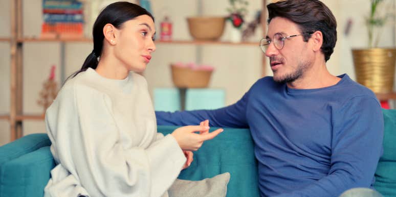 Things You Should Never Say To Your Husband husband and wife talking on the couch