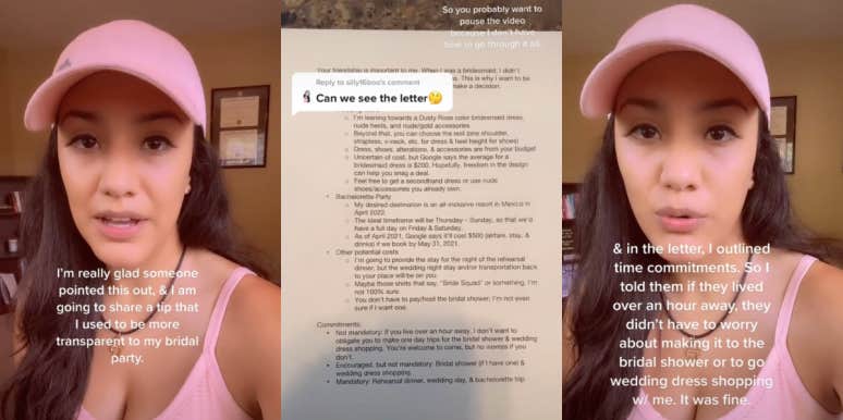 Bride Shares 'Transparency Letter' She Gave To Her Bridesmaids So They Would Know What To Expect From Her Wedding Planning Lisa Cortes 'Transparency Letter' TikTok