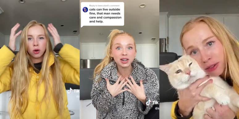 Woman Called 'Gross' For Taking Care For Homeless Man's Cat TikToker @kirby_j