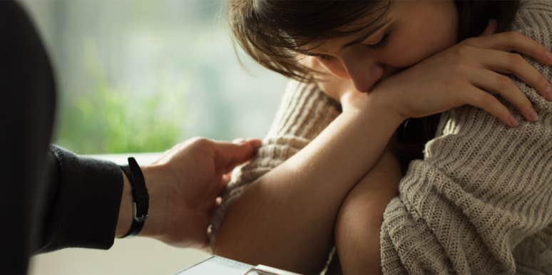 To Everyone Who Stuck By Me When I Needed It The Most sad woman being comforted by friend