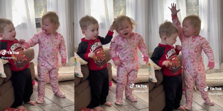 Twin toddlers hitting each other TikTok