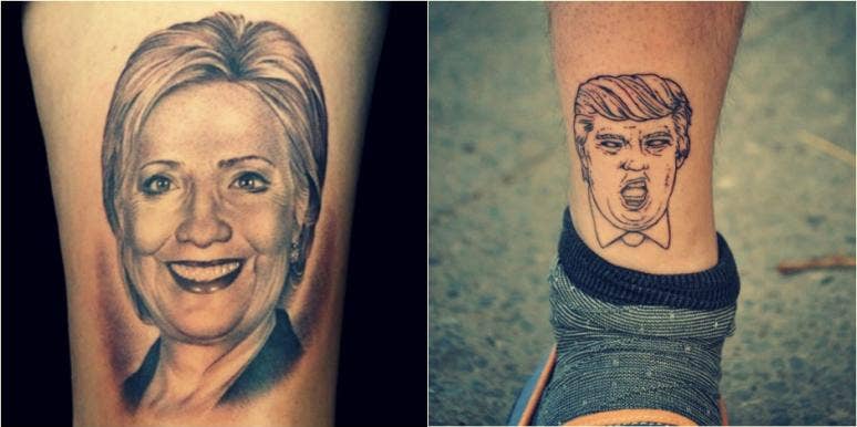trump hillary tattoos trump hillary tattoos