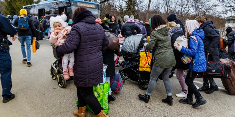 Ukrainian refugees fleeing to Slovakia 