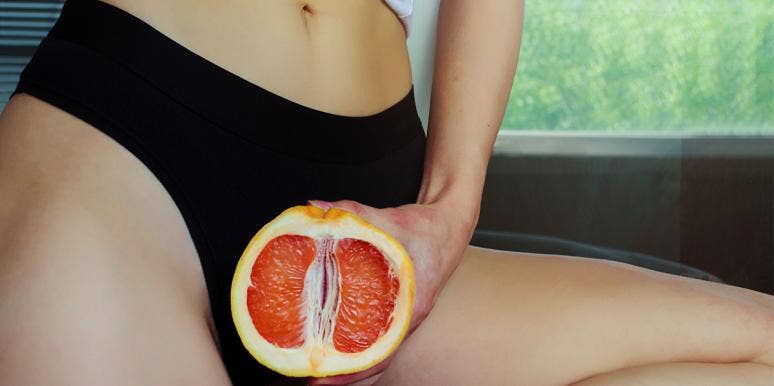 10 Amazing Vagina Facts Everyone Should Know woman in black underwear holding grapefruit