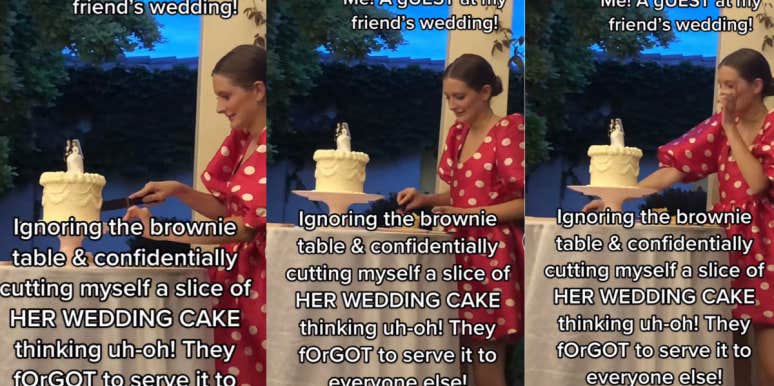 Video Of Woman Cutting Herself A Slice Of Wedding Cake Divides Internet Wedding cake, TikTok