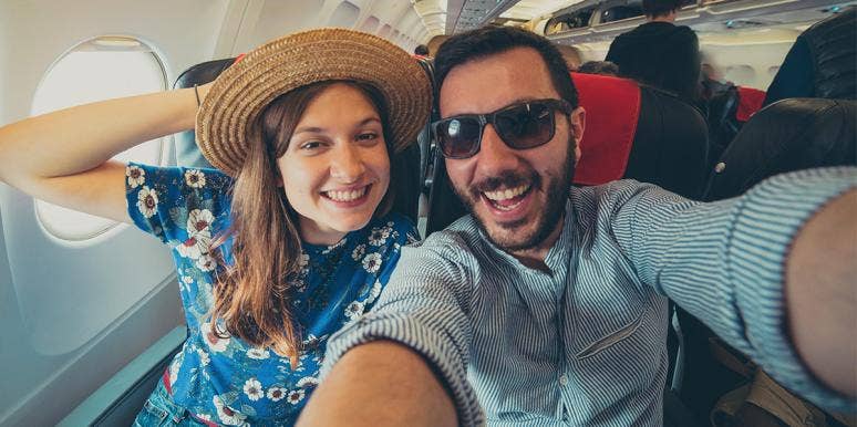 couple on plane