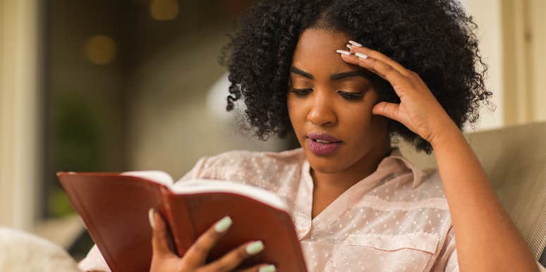 woman reading a bible