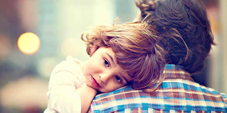 what kids learn when parents cheat father holding little daughter on his shoulder, she looks sad