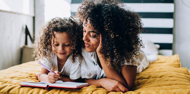 6 Truths I Tell My Daughter (That I Barely Believe Myself) mom and daughter writing in book