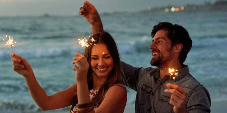 couple with sparklers